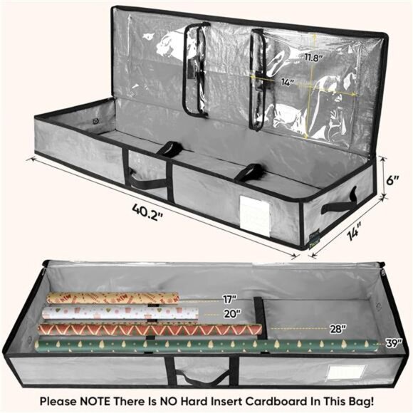 Christmas Wrapping Paper Storage Bag, 40" Durable PE Gift Wrap Wrap Storage Bag - Picture 4 of 7